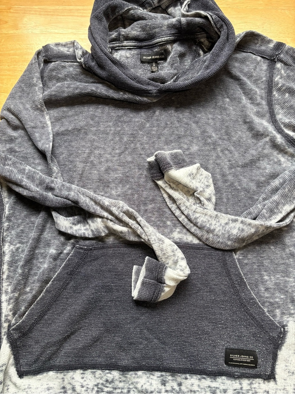 Silver Jeans Men’s Washed Navy and Light Gray Hoodie Sweater